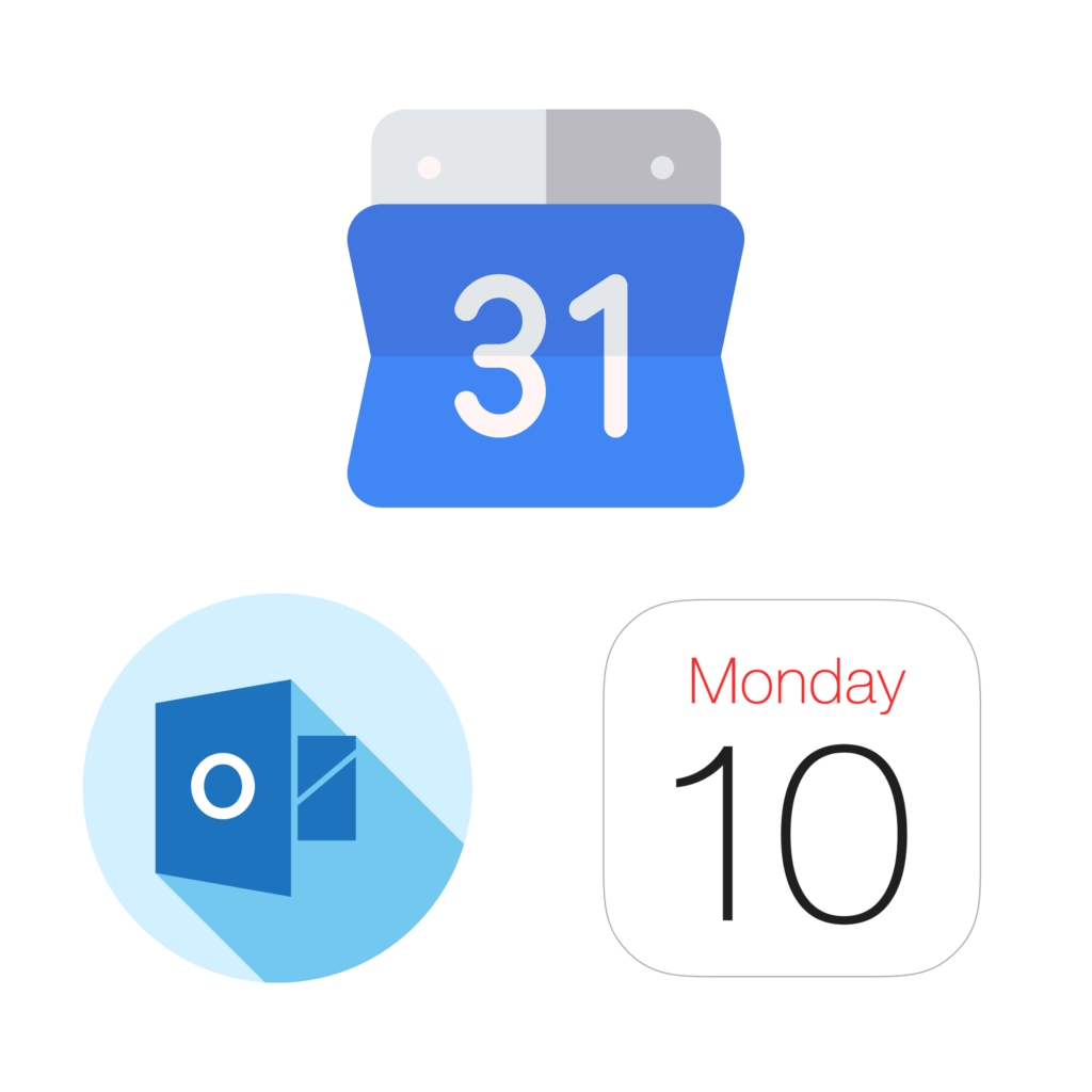 Display of integrations, such as Outlook, Google Calender and iCal, in the desk sharing software DEIN RAUM