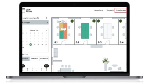 Desk Sharing Overlay in Laptop with floor plan