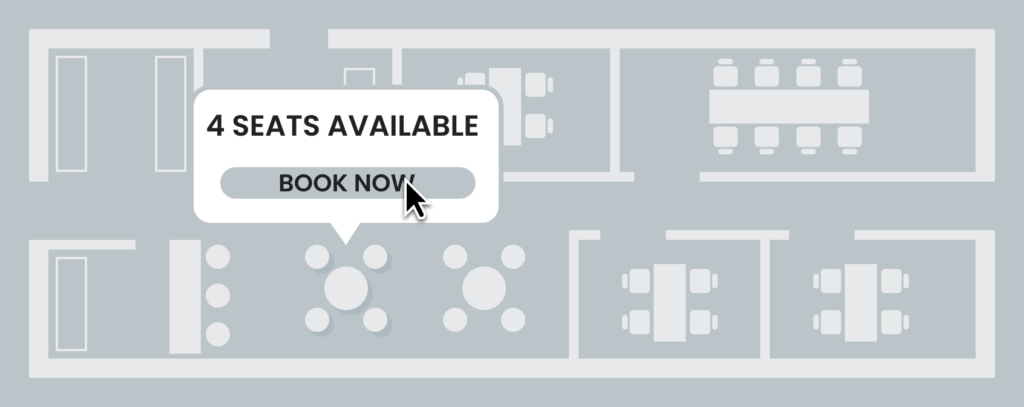 Floor plan in the desk sharing tool with the display of free and bookable spaces