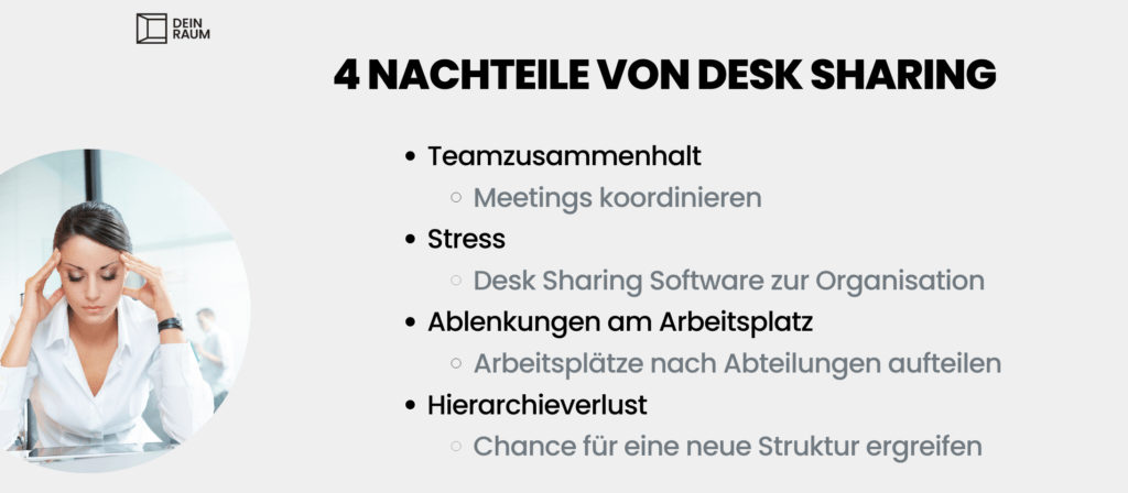 Nachteile von Desk Sharing mit einer gestressten Person am Schreibtisch