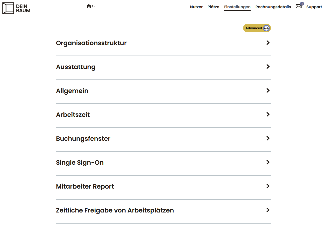 Grundrissansicht mit farblicher Auslastungsanzeige für Arbeitsplätze im gewählten Zeitraum und Standort.